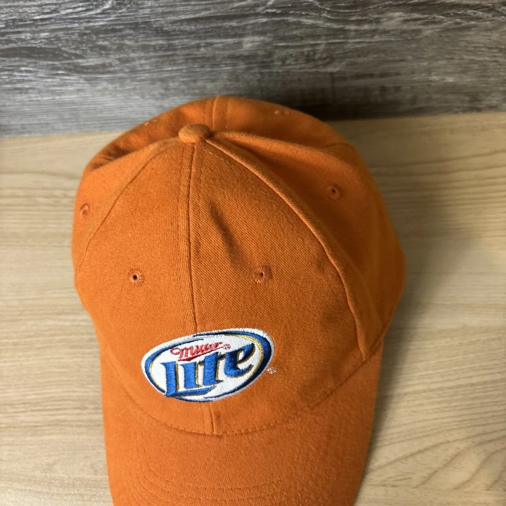 Miller Lite Hat Cap Strap Back Orange Embroidered Beer Promo Mens ACME Apparel